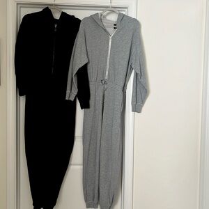 👣 VS Hooded Sweatsuit Jumpsuit blk/grey Set 👣